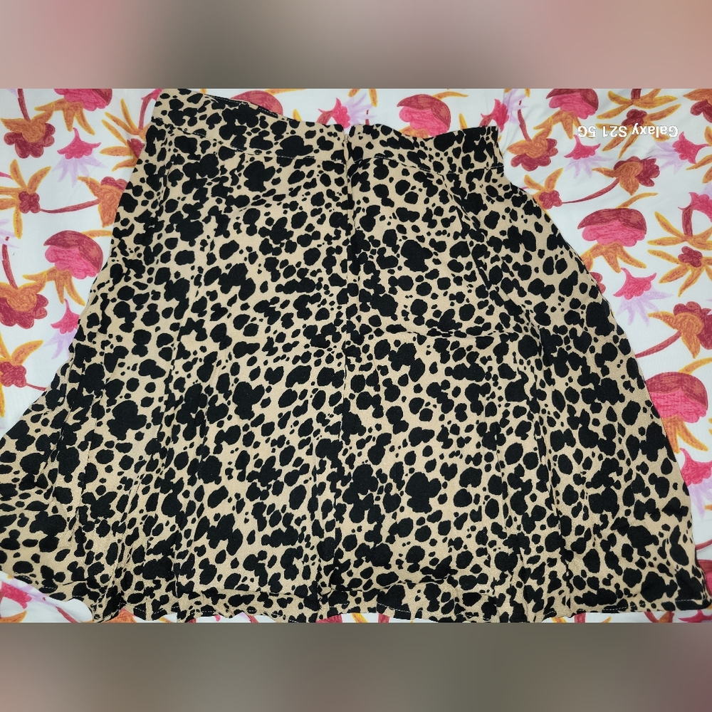 Reformation Black and Tan Animal Print Skirt